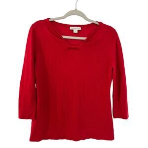 COLDWATER CREEK 3/4 SLEEVE RED SWEATER RED SIZE MEDIUM MERINO WOOL BLEND